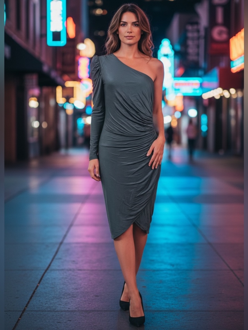 Kardashians Kollection for Bebe Ruched Bodycon One-Shoulder Dress (R)
